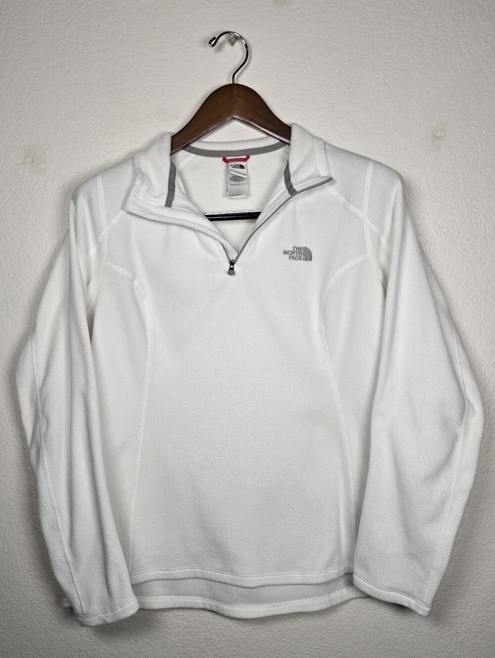 The North Face White TKA 100 Glacier 1/4 Zip Fleece Pullover Jacket L
